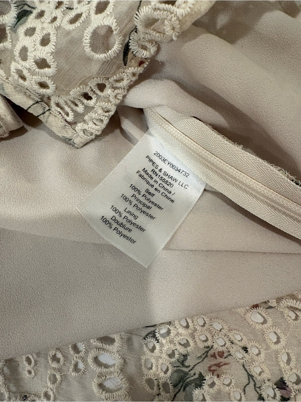 Veronica Beard Mayam Eyelet Ruffle Sleeve V-Neck Top - Cream - 4 - Picture 10 of 14
